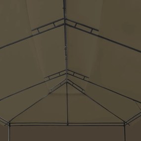 Gazebo c/ cortinas 600x298x270 cm 180 g/m² cinzento-acastanhado