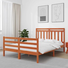 vidaXL Estrutura da Cama com cabeceira Marrom Cera 140 x 188 cm