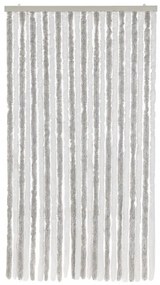 Cortina anti-insetos 100x230cm chenille cinzento-claro e branco