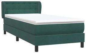 Cama com molas/colchão verde-escuro 80x220 cm veludo