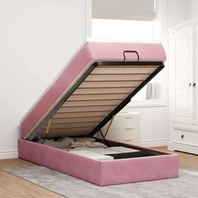 vidaXL Estrutura de cama otomana com colchão 80x200 cm veludo rosa