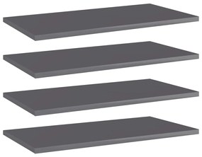 vidaXL Prateleiras para estante 4 pcs 60x30x1,5cm contraplacado cinza