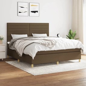 vidaXL Cama com molas/colchão 160x200 cm tecido castanho-escuro