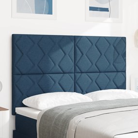Cabeceira com Design de Blocos de Diamante em Azul, 160 cm de Tecido