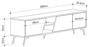 Móvel TV Fiona – Carvalho Branco – 180 cm x 48 cm x 35,6 cm