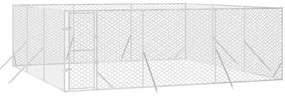 Canil de exterior 6x6x2 m aço galvanizado prateado