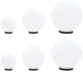 vidaXL 6 pcs conjunto de candeeiros esféricos LED 20/30/40 cm PMMA