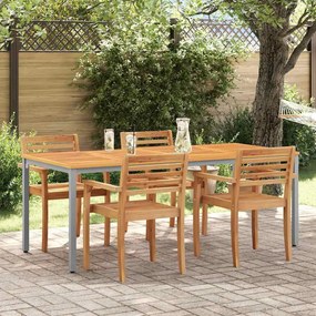 Mesa de Jardim vidaXL 200x90x75 cm em Madeira de Acácia Sólida e Metal