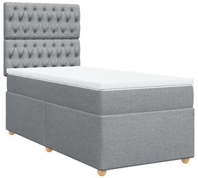 Cama com molas/colchão 90x200 cm tecido cinza-claro