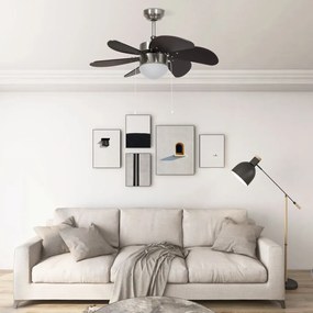 51488 vidaXL Ventoinha de teto com luz 76 cm castanho-escuro