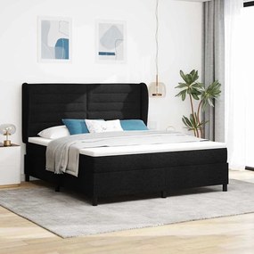 vidaXL Cama Box com colchão com cabeceira Preto 180 x 200 cm tecido