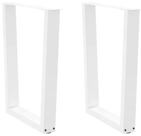 Mesa de jantar pernas 2pcs forma de V 60x(72-73,3)cm aço branco