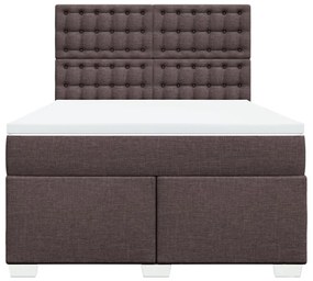 Cama com molas/colchão 140x200 cm tecido castanho-escuro