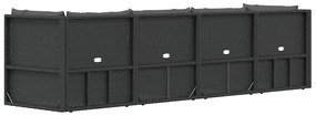 4 pcs conjunto lounge de jardim c/ almofadões vime PE preto