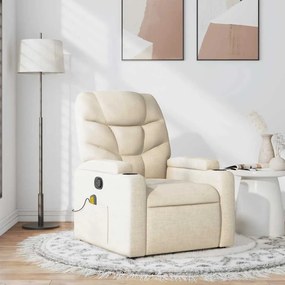 Poltrona de massagens reclinável tecido cor creme