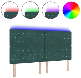 Cabeceira LED verde escuro 90 cm veludo