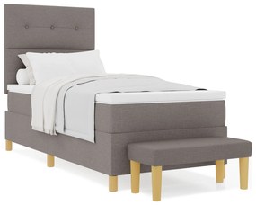 Cama Box Spring vidaXL com Colchão e Banco Taupe 90x190 cm Tecido