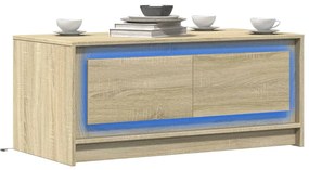 Mesa de centro c/ luzes LED derivados madeira carvalho sonoma