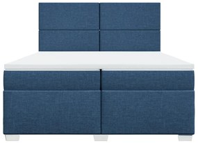 Cama com molas/colchão 200x200 cm tecido azul