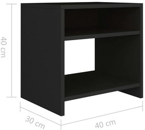 Mesa de cabeceira 40x30x40 cm derivados de madeira preto