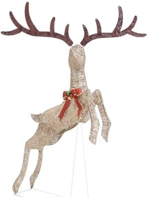 Rena voadora de Natal decorativa 120 LEDs branco quente dourado
