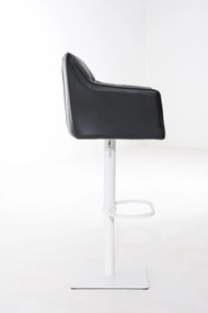 Banco de bar Damaso em couro sintético e com estrutura branca 64 x 88-113 x 45 cm Preto