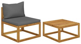 2 pcs conjunto de sofás de jardim com almofadão acácia maciça