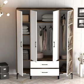 Guarda-Roupa Kumsal STP – Nogueira e Branco – 160x47,5x201,4 cm