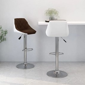 vidaXL Bancos de bar 2 pcs couro artificial castanho e branco