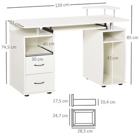 Secretária de Canto – Modelo Uppsala – 120x55x85 – Moderna – Branco