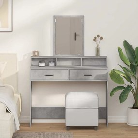 Mesa de maquilhagem vidaXL com gavetas Cinzento Concreto 100x41x140 cm