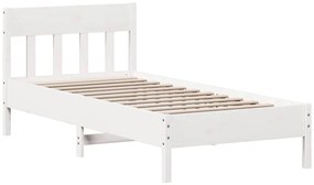 Cama sem colchão 90x190 cm madeira de pinho maciça branco
