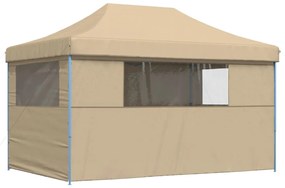 Tenda para festas pop-up dobrável com 4 paredes laterais bege
