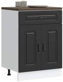 Armário de cozinha baixo Kalmar madeira artificial preto