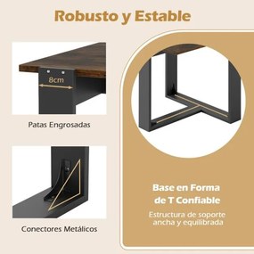 Mesa cabeçeira, Mesa apoio 50 x 50 x 50 cm com base em metal em forma de T para espaços pequenos para sala de estar ou quarto Castanho e preto