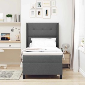Cama com Estrado e Colchão - Cinza Escuro, 80x200 cm, Tecido