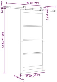 Porta Deslizante vidaXL com Conjunto de Ferragens Branca 93x202 cm Mad