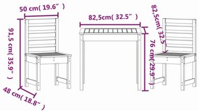 3 pcs conjunto de bistrô para jardim madeira de pinho maciça