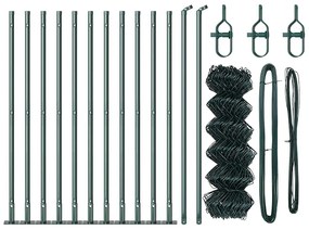 Conjunto de Postes de Cerca Prateado 25 x 0.4 m Aço Galvanizado