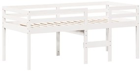 Cama alta com telhado 75x190 cm pinho maciço branco