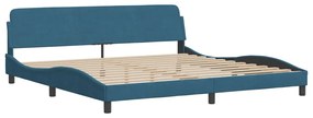 Cama com colchão 200x200 cm veludo azul