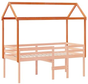 Telhado cama infantil 207x80,5x151,5 cm pinho castanho-mel