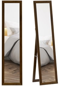 Espelho de Pé 37x155 cm Espelho de Corpo Inteiro Espelho de Parede Retangular com Estrutura de Madeira Cor Nogueira