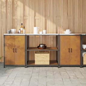 vidaXL Conjunto de Armazenamento de Cozinha 3 pcs Ferro Enferrujado