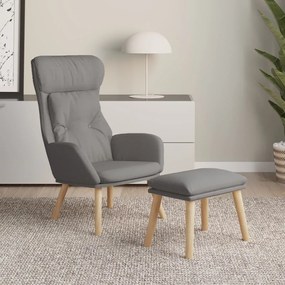 3097750 vidaXL Cadeira de descanso com banco p/ pés tecido cinza-claro