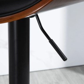 Conjunto de 2 Cadeiras de Bar com Altura Ajustável Revestimento Sintético 53x52x92-112 cm Preto