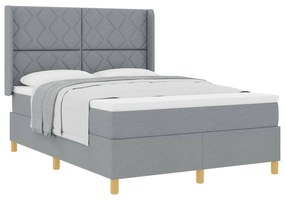 vidaXL Cama Box com colchão Cinzento-claro 140 x 200 cm tecido