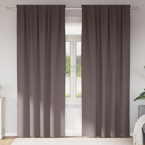 Cortinas opacas 2 pcs Castanho escuro 245 x 140 cm Poliéster