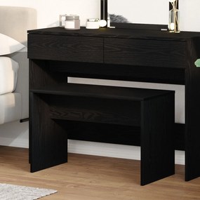 Banqueta de Toucador Carvalho Preto 70x35x45 cm Madeira de Engenharia
