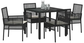 Conjunto de Jantar para Jardim 5 pcs Preto 90 x 90 x 75 cm